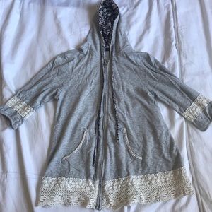 Grey lace thin jacket